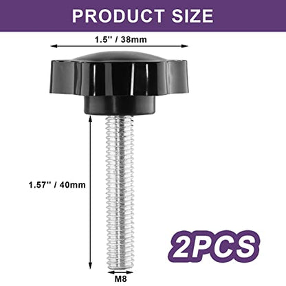 M8 x 40mm Thread Star Knob, 2Pcs - size: M8 x 40mm, style: Hexagonal Handle