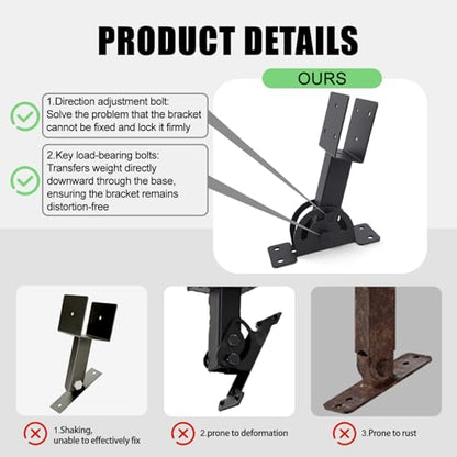 2x4 Heavy Duty Roof Riser Brackets Kit 3 Pcs, - size: 2x4-3