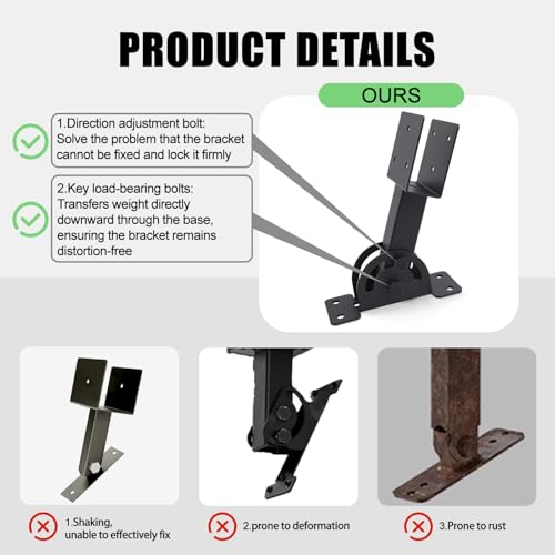 2x4 Heavy Duty Roof Riser Brackets Kit 4 Pcs - size: 2x4-4