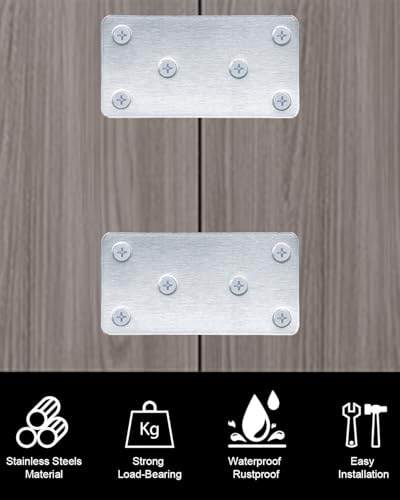 20 Pack Flat Mending Plate for Wood, Sliver 3.1''X1.5'' Metal Mounting Plates with 6 Holes, Stainless Steel Flat Straight Brace Bracket for Furniture, Cabinets, DIY & Construction - size: 20 Pack 3.11 x 1.57 x 0.07 inch, Sliver