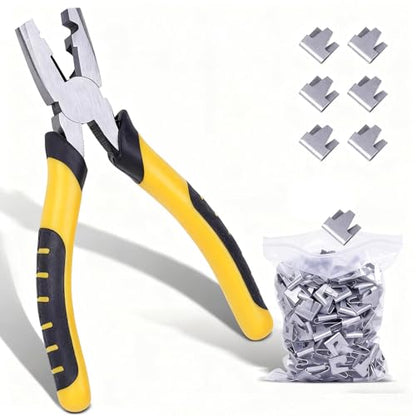 300Pcs Wire Cage Clips With Tool Hog Ring Plier for Animals Cage