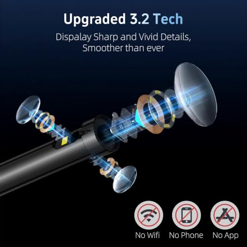 Triple Lens Endoscope Camera with Light, 1080P Inspection Borescope
