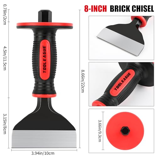 TOOLEAGUE 3Pcs Heavy Duty Masonry Chisel Set with Hand Protection - size: 8-11 inches