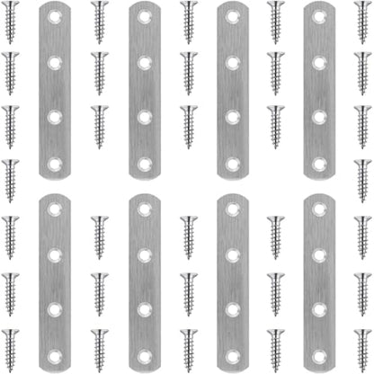 8 Pack Flat Straight Brace Brackets 4 Inch Stainless Steel Mending Plates Repair Fixing Brackets Heavy Duty Straight Repair Joining Plates with Screws - size: 8 PCS-4 inch