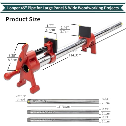 2-Pack 40 Inch Pipe Style Bar Clamps for Woodworking Gluing