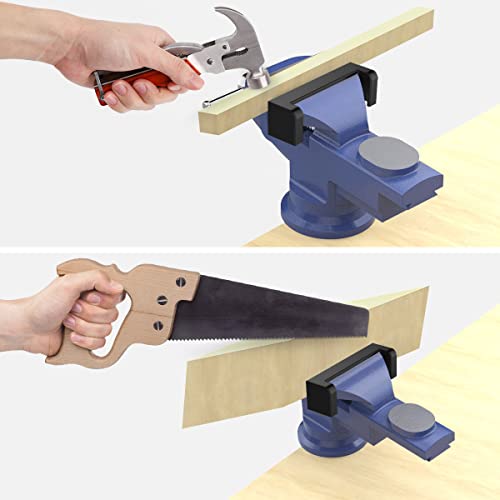 Housolution Universal Table Vise 3 Inch, 360°Swivel Base Bench Clamp - color: Blue