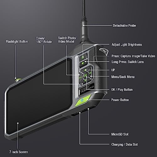 Teslong NTS700 Triple Lens Borescope with 7" 720P IPS Screen