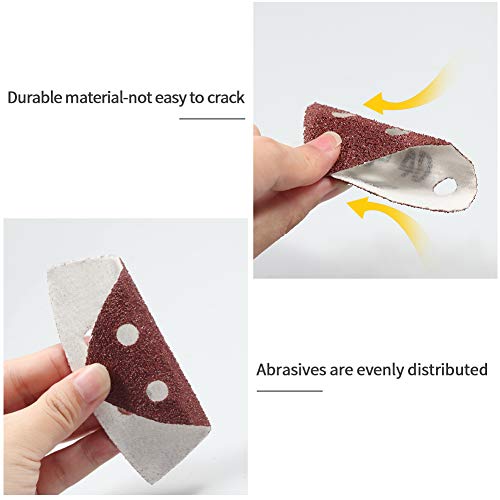 SPEEDWOX 50Pcs 40 Grit Triangle Sanding Pads, 90mm 6 Holes for Multi Tool - style: 40 Grit