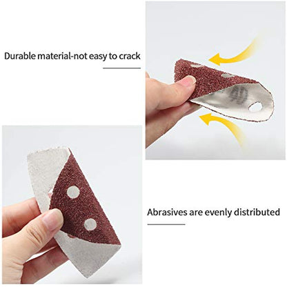 SPEEDWOX 50Pcs 40 Grit Triangle Sanding Pads, 90mm 6 Holes for Multi Tool - style: 40 Grit