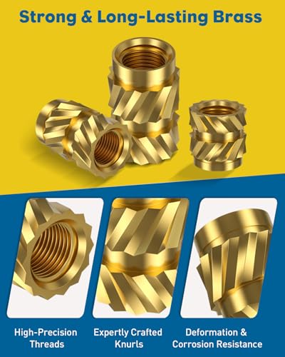 Vibit 451 Pcs Threaded Inserts for Plastic, M2 M2.5 M3 M4 M5 M6 Heat Set Inserts with Soldering Tip & Adapter, Brass Heat Inserts, Metric Knurled Nut Inserts Kit for 3D Printing Components - size: 451 Pcs (Threaded Inserts Ket)