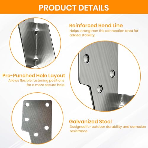Hurricane Ties for Rafters, 70 Pcs 18-Gauge Galvanized Hurricane Straps & Rafter Ties, Structural Connectors for Roof Truss and 2X Deck Joists