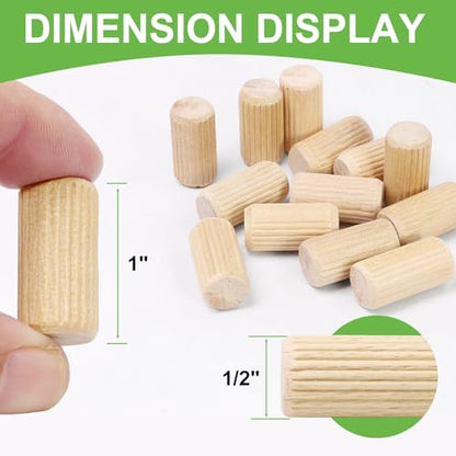 1/2" x 1" Wooden Dowel Pins - FoDau770 Beech Wood Dowel Rods - 100 Pcs - size: 1/2" x 1"