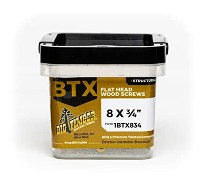 Big Timber 1BTX834 Wood Screws 8x3/4 Inch T-25-Drive Bit Bronze Star Flat Head (381 Per Box) - size: 8x3/4", style: 1LB