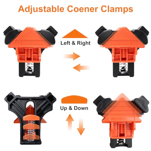 4 Pack Corner Clamps for Woodworking, 90 Degree Right Angle Clamps