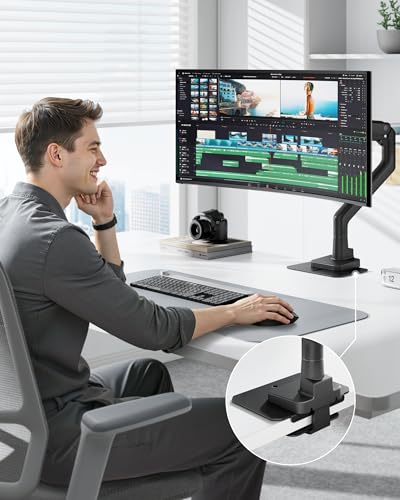 monTEK Adjustable Steel Monitor Mount Reinforcement Plate, Desk Stabilizer