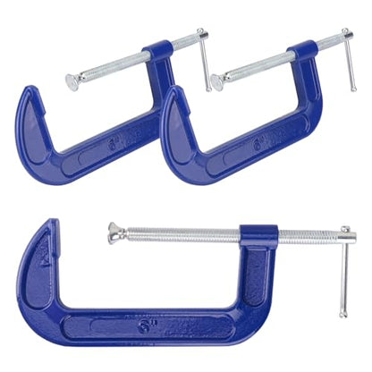 3 Pack 6 Inch Blue C-Clamp, Heavy Duty C Clamps - size: 3 Pack 6 Inch