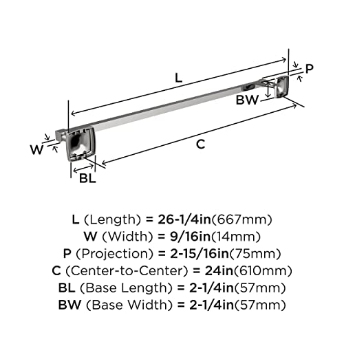 Amerock Stature 24" Chrome Towel Bar - color: Chrome, size: 24 Inch (610 mm)