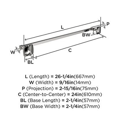Amerock Stature 24" Chrome Towel Bar - color: Chrome, size: 24 Inch (610 mm)