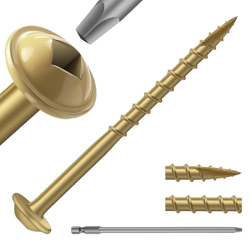 Pocket Hole Screws #8 x 2 Inch (108Pcs) 1lb. Carbon Steel, Tan, Washer Head, Coarse Thread, Square Drive,150MM Drive Bit Included - color: Tan, size: #8 x 2"