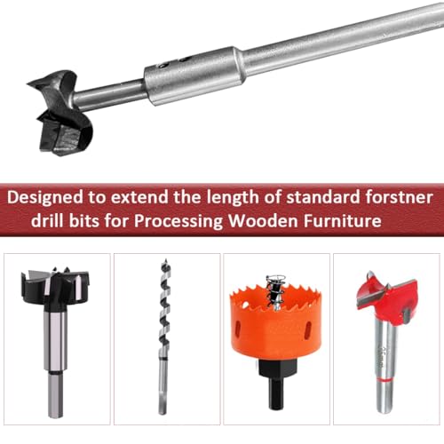 6.69 Inch Forstner Bit Extension Extra Long Drill Bit Extension for Adding Over 5-3/7" of Drilling Depth (6.69" for 3/8" Round Shank or Hex Shank) - size: 6.69"