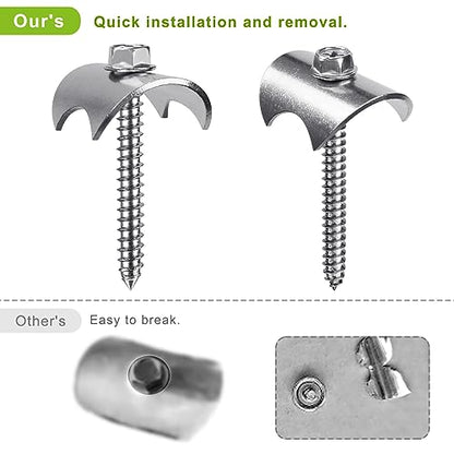 Insaga Fence Staples 304 Stainless Reusable Wire Fence Fastener Nail Screw - size: 1.6" Screw x 200Pcs