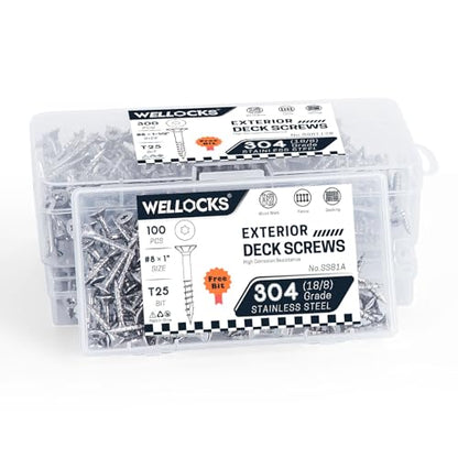 WELLOCKS #8 x 1-1/2 in 304 Stainless Deck Screws, 300 PCS - size: #8×1-1/2"