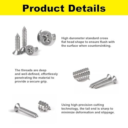 #4 x 5/8" 304 Stainless Steel Cabinet Hinge Screws, M3x16mm(200Pcs) - size: #4 x 5/8''-200pcs