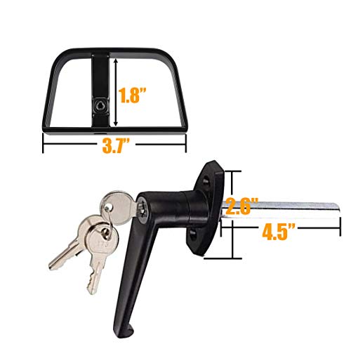 HauSun Shed Door Handle Lock Kit 4-1/2" L Handle with 2 Keys and 2 Screws, 4-1/2" Stem for Shed, Gate, Barn, Garage, Playhouse, Chicken Coop Door Lock and More, Black (L Handle) (Pack of 2) - size: L Handle (Pack of 2)