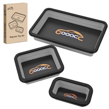 GOOACC 3 Sizes Collapsible Magnetic Parts Tray Set Light Grey - color: Grey