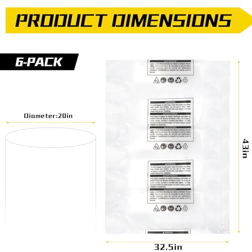 70002 Clear Plastic Dust Collection Bags, 20-Inch x 43-Inch, 6 PCS - style: 6 PCS