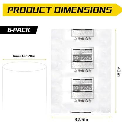 70002 Clear Plastic Dust Collection Bags, 20-Inch x 43-Inch, 6 PCS - style: 6 PCS