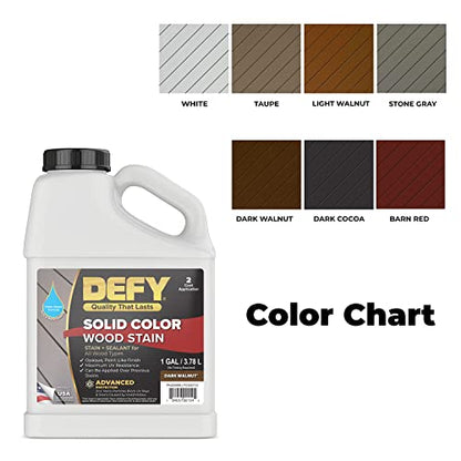 DEFY Solid Color Wood Stain TP-Solid - UV Resistant, Opaque, Fence Stain - Taupe, 1 Gallon - color: Taupe, size: 1 Gallon