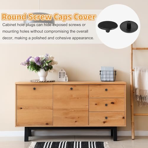 uxcell 300Pcs 3x13mm Plastic Hole Plugs, Round Screw Cap Cover, Panel Drill Hole Plugs for Furniture Cabinet Cupboard Shelves Fencing Post Pipe Insert End Caps, Black - color: Black, size: 3x13mm