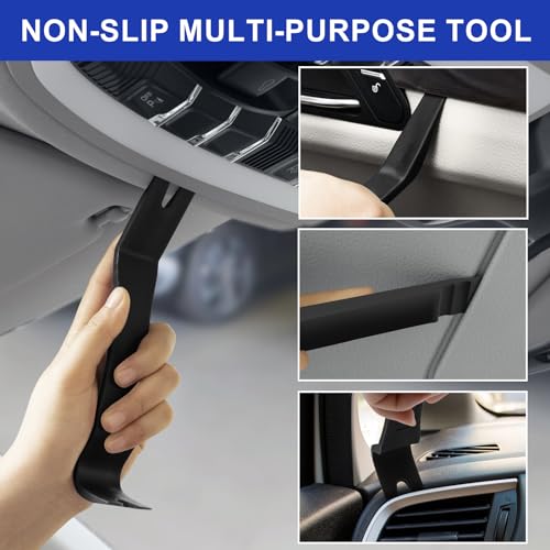 11Pcs AutoTrim Removal Tool Kit, Plastic & Metal Pry Tool Non-Scratch-Black - color: Black, size: 11 PCS