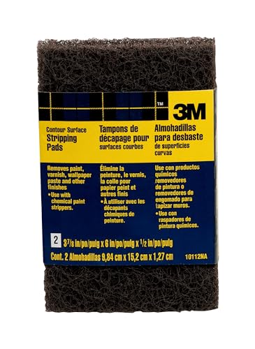3M Heavy Duty Stripping Pads, 2 Count, 3-3/4 in x 6 in, Removes Paint, Varnish, Wallpaper Paste & Other Finishes Without Scratching Or Gouging The Surface (10112NA) - size: 3.75-in x 6-in. x 0.44-in, style: Stripping Pad