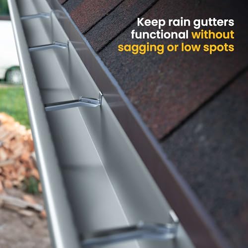Quick-Screw 5" Gutter Hangers - Heavy Duty Hidden Gutter Brackets with Pre-Assembled Inserted Gutter Screws - Rain Gutter Parts and Accessories to Fix or Repair Sagging Rain Gutters (25 Count) - size: 5 Inch 25 Pack