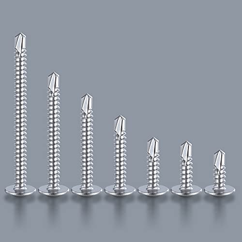 (200 pcs) Wensilon #10×1”for Sheet Metal Self-Tapping Screws 410 Stainless Steel Truss Head High-Strength Quick Tapping Screws - color: Silver, size: #10X1"