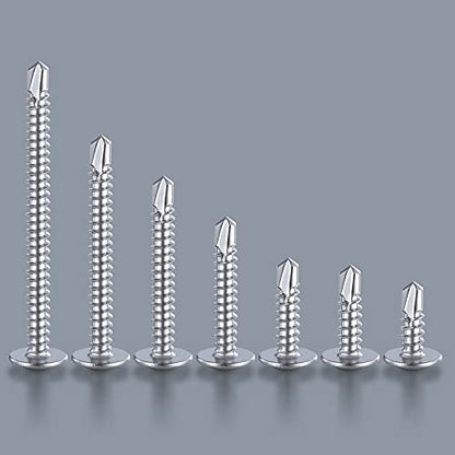 (200 pcs) Wensilon #10×1”for Sheet Metal Self-Tapping Screws 410 Stainless Steel Truss Head High-Strength Quick Tapping Screws - color: Silver, size: #10X1"