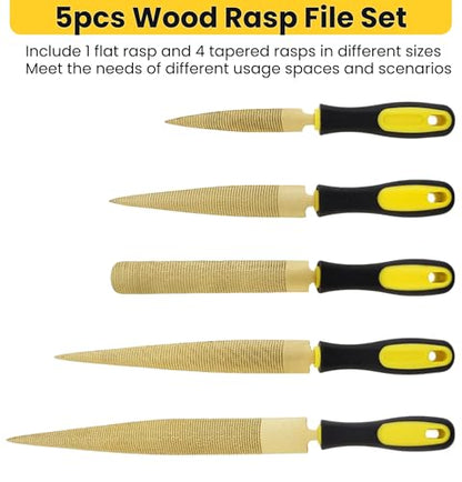 5PCS Double-Sided Wood Rasp File Set for for Woodworking