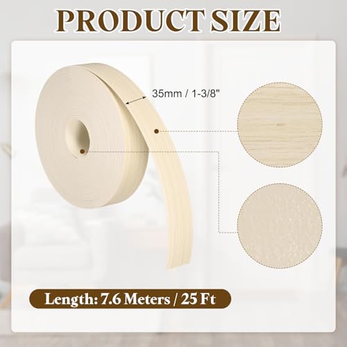 uxcell 1-3/8 Inchx25ft Wood Veneer Edge Banding Pre-Glued Flexible - size: 1-3/8 Inch x 25ft