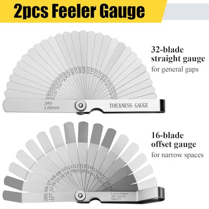 Hoiny 2pcs Feeler Gauges Set Stainless Steel, Spark Plug Gap Tool