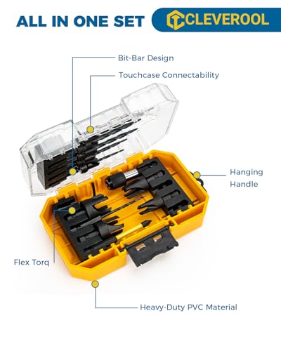 Countersink Drill Bit Set, 16PCS Tapered Bits with Plug Cutters