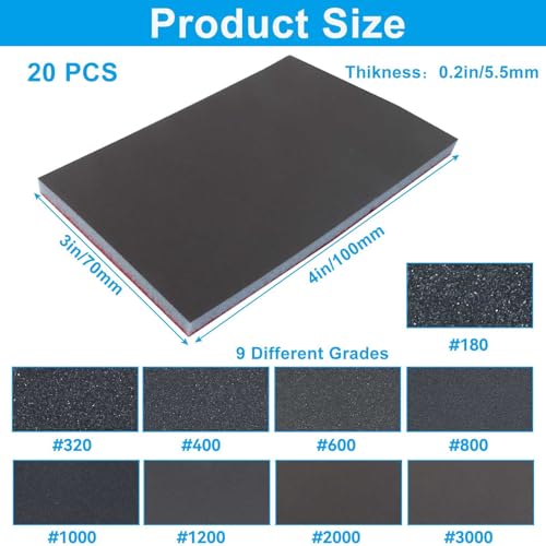 20Pcs 3000 Grit Sanding Sponge Set - style: 3000 Grit-20 Pcs