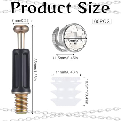 Cam Lock Nuts and Cams Screws, 20 Sets Cam Locks for Furniture M6 X 35mm 3-in-1 Eccentric Hardware Wheels Cams Connector Bolt Fittings Fasteners Hardware Parts - size: M6 X 35mm