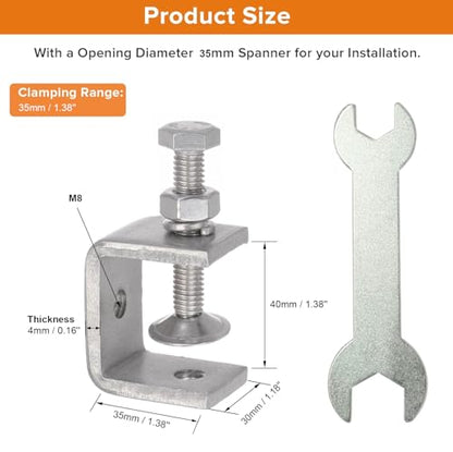 Stainless Steel C Clamps, Mini Tiger Clamp Set for Mounting, Heavy Duty Metal U Clamps, Small Desk G-Clamp with 1.57 Inch Stable Wide Jaw Opening for Metal Working Woodworking Welding Building (4pcs) - size: 1.57 in / 40mm (4 Pcs)