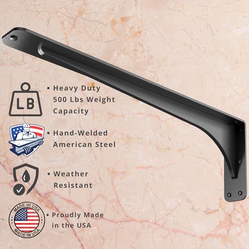 Starby Gladiator Series Solid Heavy Duty Welded 500 Lb Low Profile Granite Countertop Support Shelf Brackets Floating Shelf Discrete Slim 500 LB Capacity (2 Pack) (7" x 21" x 2.5") - size: 7" x 21" x 2.5"