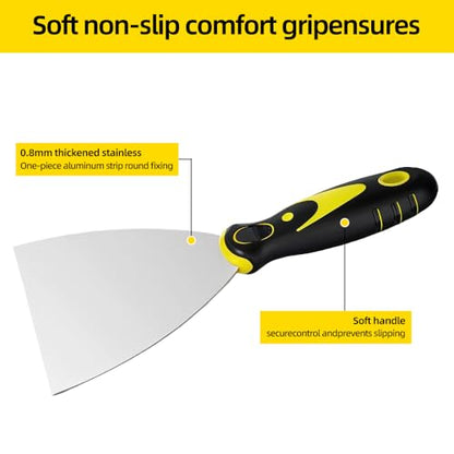 6Pcs Putty Knife Set, 1" 2" 3" 4" 5" 6" Scraper, Spackle Knife, Paint Scraper, Stainless Steel No Rusting, For Repairing Drywall, Removing Wallpaper, Mud, Plaster, Applying Putty, Cement