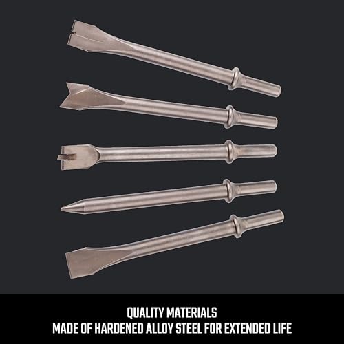 CRAFTSMAN 5-Piece Air Chisel Set, 0.401-in Shank, Hardened Alloy Steel, Variety of Chisel Heads for Multiple Applications