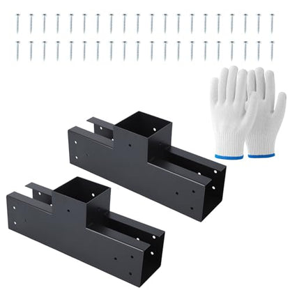 3-Way T-Shaped Pergola Brackets Kit, 2Pcs Post and Beam T Brackets Woodwork Brackets with Screws for 4x4 Pergola Kit, Heavy Duty Wood Beams for Patio Pergola,Log Cabins,Gazebo(Actual:3.7"x3.7") - size: 2PC T-Shape(4*4)