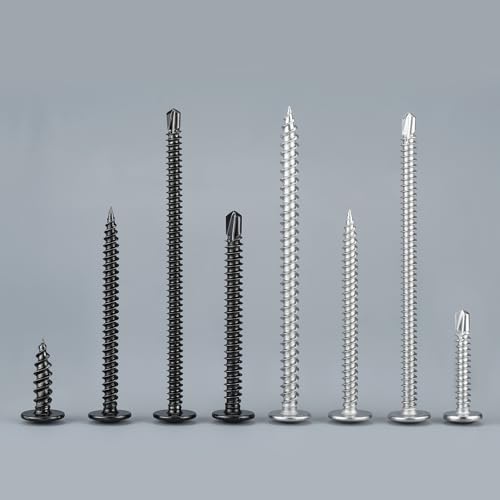 Self Drilling Screws for Metal,#10 x 3/4 Inch 130Pcs Sheet Metal Modified Truss Head,410 Stainless Steel Black Zinc Plated Self Tapping Screws - color: Black Self Drilling, size: 10x3/4"